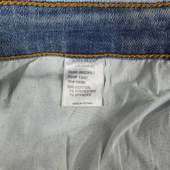 Judy Blue Jeans Womens 13/31 Blue Denim Boyfriend Fit Distressed Stretch - Picture 15 of 16